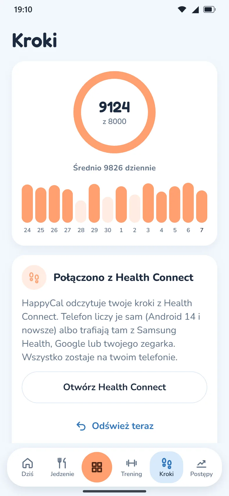 HappyCal Health Center — Kroki każdego dnia