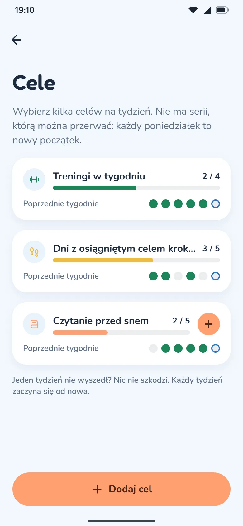 HappyCal Health Center — Cele tygodniowe bez serii
